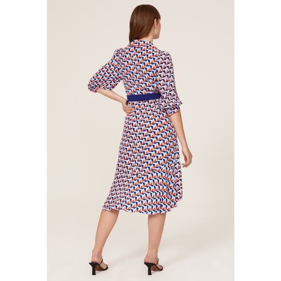 DOANE VON FURSTENBERG Women's Multicolored Geometric Print Ana Wrap Dress Size 8 - Picture 4 of 13